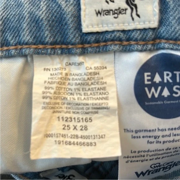 Wrangler 25 x 28 Jeans Wild West 603 High Rise Straight Earthwash Blue NWT